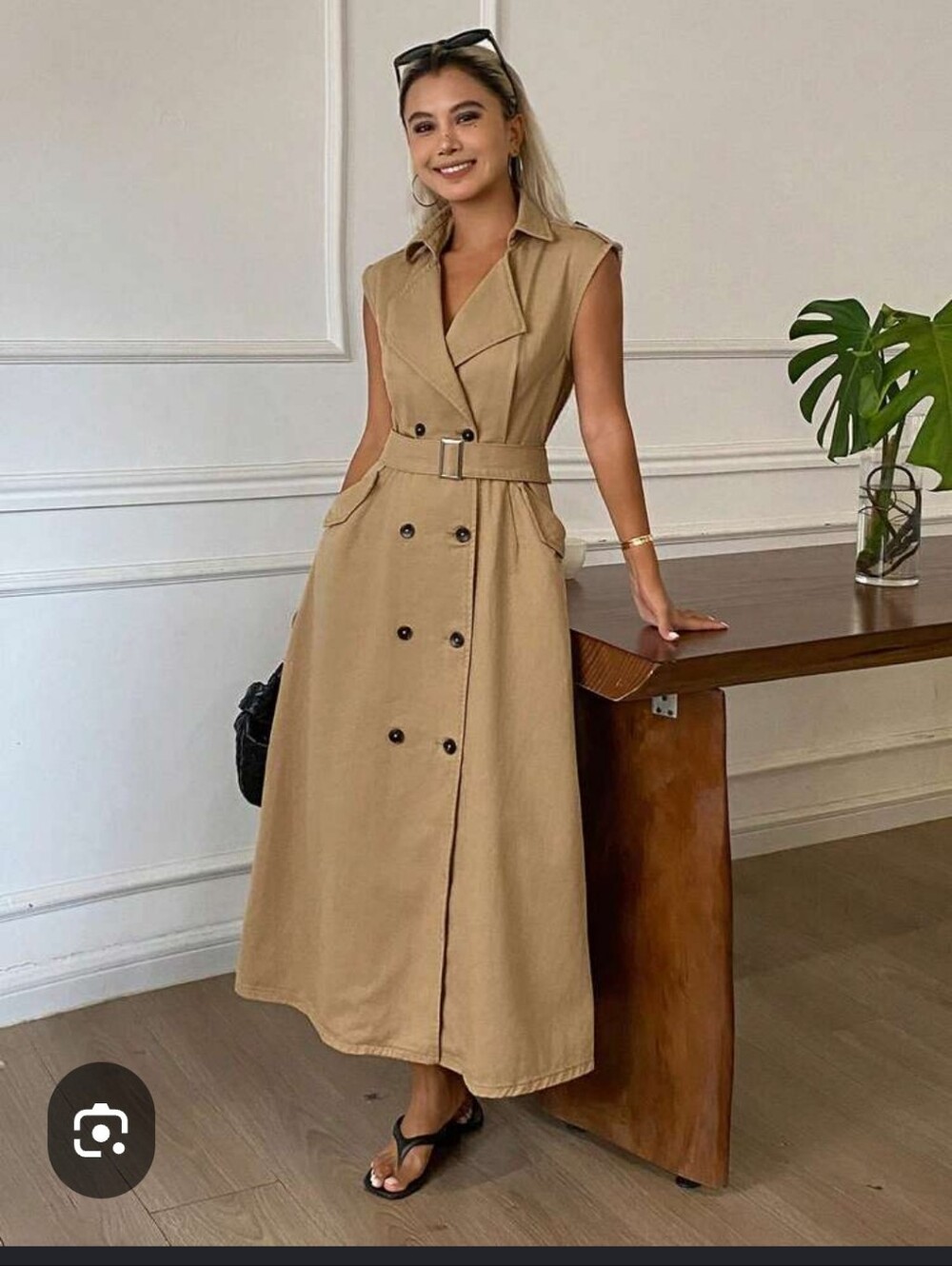 croft & barrow Sleeveless Belted Trench Dress in Camel